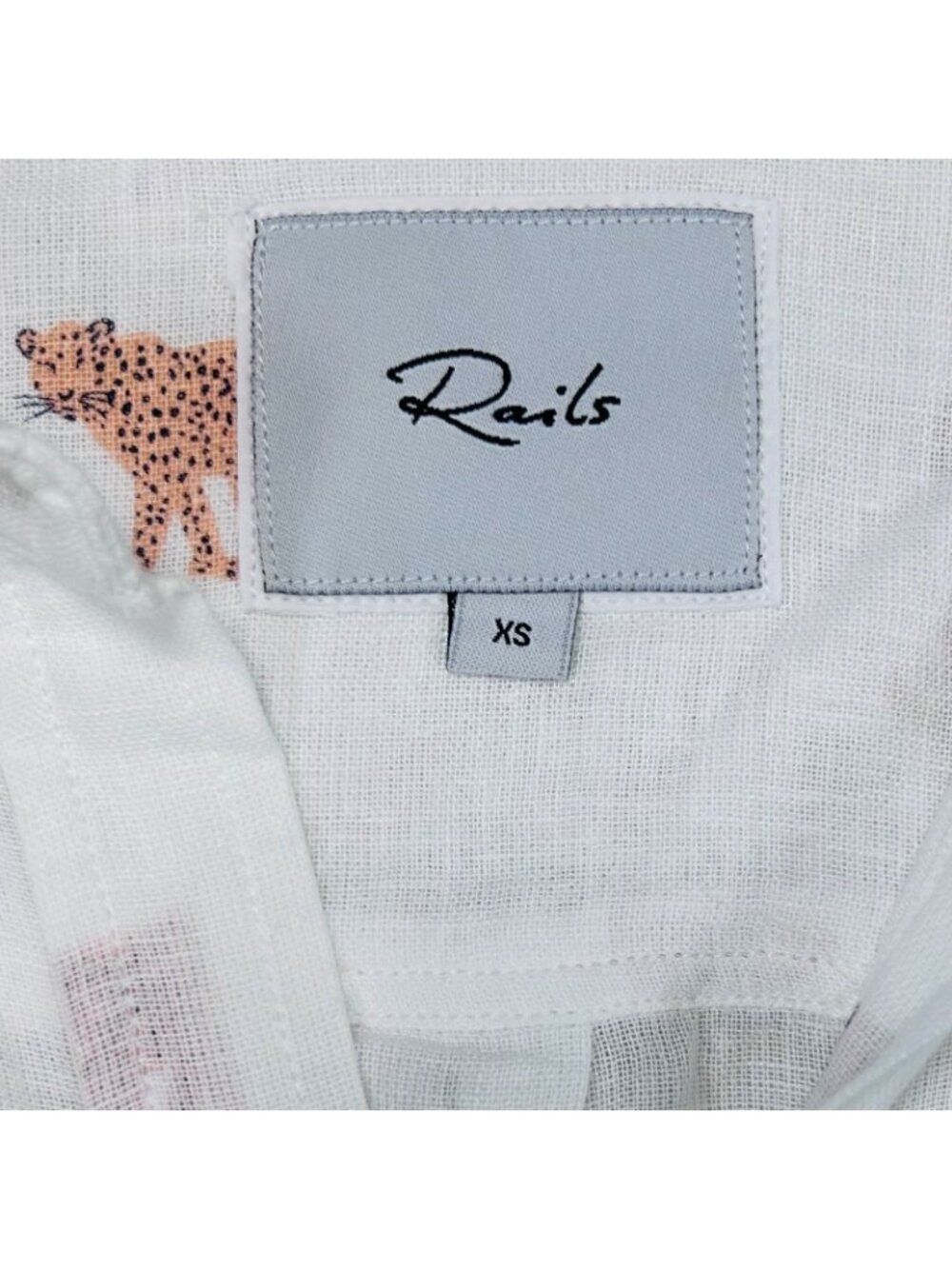 Rails Charli Golden Cheetah XS Leopard Linen Shirt White Lightweight Travel Beac - Picture 6 of 9